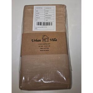 Urban Villa 4 pack Dinner Napkin Taupe NWT